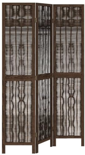 vidaXL Rumsavdelare 3 paneler mörkbrun massivt kejsarträ, skiljevägg, hopfällbar skiljevägg, skärmvägg, hopfällbar rumsavdelare, skiljeväggar