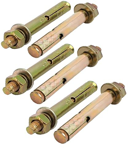 CTRSM Ankerschrauben, Dehnschraubenbolzen, M8 x 80 mm, verzinkter Hülsenanker, Dehnbolzen, bronzefarben, 6 Stück