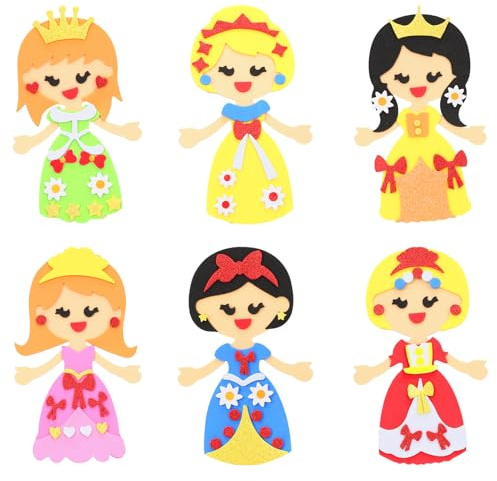 LAMEK 12 Prinzessin Bastelset Kinder Kreativ Kunsthandwerk DIY Bastelhandwerk Kreativsets zum Basteln mit Moosgummi Zubehör Kindergeburtstag Geschenk für Mädchen Frühling Sommer Einschulung