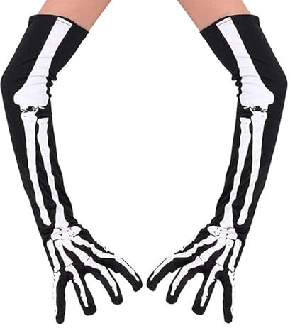 Generisch Halloween Handschuhe Damen Horror Skelett mit Blood Handschuhe Gloves Schädel Blutspritzer Cosplay Handschuh Abendhandschuhe Party Karneval Fasching Tanzhandschuhe Fingerhandschuhe