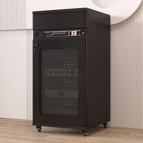 TV Rack HiFi Regal Audio Schrank,Medienaufbewahrungsschrank,AV-Schrank,mit Stauraum,Audio Video Record Player Stand Cabinet,für DVD-Player/Router im Spielzimmer oder Aufnahmeraum.(Nero,52x55x108cm)