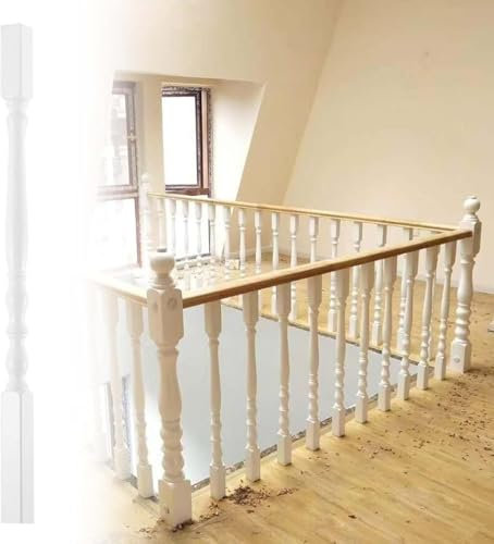 Balaustre per scale in legno massello, mandrini per scale e ringhiere del ponte, uso interno/esterno, facile installazione, nero, lunghezza 95 cm