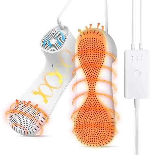 Boot Dryer, Electric Shoe Dryer, Ozone Boot Dryer with Timer and Fan, Portable Gloves Socks Shoes Hats Ski Boots Dryer Warmer, No Noise, Adult-Foot-Shaped