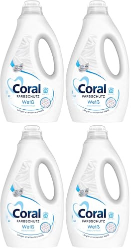 Coral Farbschutz Weiß Waschmittel Flüssigwaschmittel für länger strahlendes Weiß 23 WL (Packung mit 4)