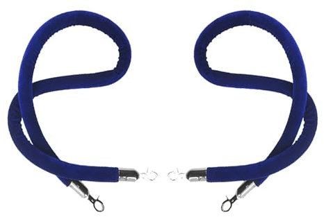 Absperrseile Absperrkordel 2er-Pack VIP-Seilabsperrung, 50, 80, 100, 120, 140, 150 cm, Seile zur Kontrolle von Menschenmengen, Schwarz, Blau, Rot, Warteschlangenseil/Kordel mit silbernen/goldenen Hake