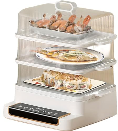 HLGKBY Electric Food Steamer, 800W Family-Sized Vegetable Steamer, 3-Tier 28L Stainless Steel Multi-Cooker, Rapid Steam Generation, Safe Cooking with Intelligent Timing, Easy Clean