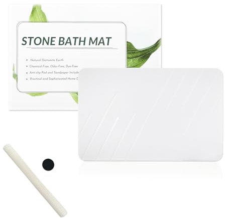 Marakruki 39 * 60CM Natürlich kieselgur Stein Badematte, Diatomite Stone Bath Mat, rutschfeste Super Absorbierende Diatomeenerde Badezimmermatte (Beige)
