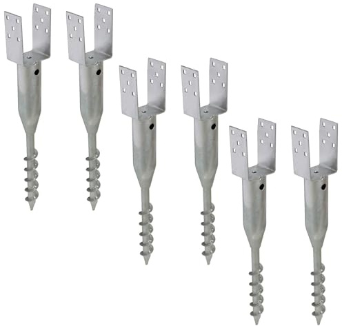 TRUTZHOLM 6x Bodenhülse U-Profil feuerverzinkt für 8x8 cm Vierkanthölzer | 68,5 cm Länge, zum einschrauben, Einschraubbodenhülse, Pfostenträger, Einschraubhülse, Zaunbau