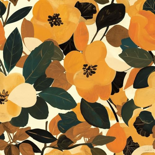 JIAOQSS Removable Wallpaper Boho Flower Stick on Wallpaper Oil Painting Magnolia Flower Removable Living Room Bedroom Thicken Vinyl Wrap for Furniture Sticky Back Wallpaper