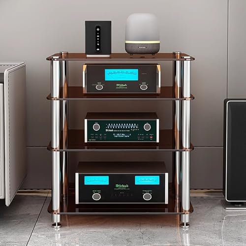 Elitix HiFi Rack DVD-Aufbewahrungs-Medienturmständer, Videospiel-Organizer, Vitrine, Professionelle Stereo-Racks und -Ständer für Büro-Heimsysteme, Lautsprecherregal für Monitor(Brown)