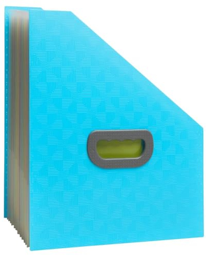 Exacompta - Ref. 55599E – Karton mit 4 Ordnern für den Schreibtisch, Stehsammler PopN Co – fester Griff – aus recyceltem PP – Register und Innenseite mehrfarbig – 12 Fächer – Maße: 26,5 x 32,5 cm