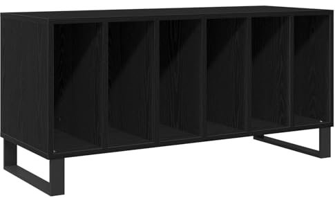 vidaXL Schallplattenschrank Schwarz Eiche 100x38x48 cm Holzwerkstoff