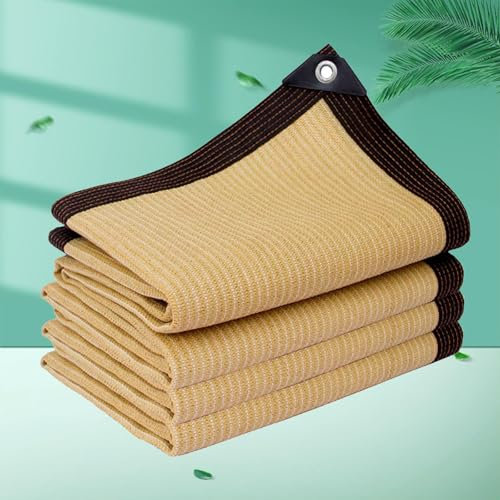 KSQP Telo Ombreggiante 3x3 3x4 Gazebo Vela Ombreggiante Impermeabile Tessuto Tessuto Ombreggiante Traforato Parasole 90% Anti-UV Occhielli Traspirante Raffreddamento Reti Giardino,beige-5x8m