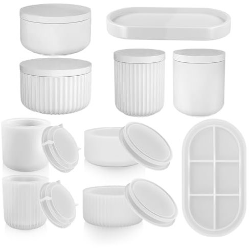 5 Stück Silikonform Vase, 4+1 Paletten, Silikon Gießformen mit Deckel, DIY Vase Resin Formen, Silikonblumentopf zur Vasenherstellung