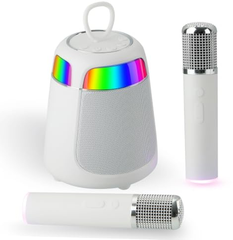 Iruyee Mini Karaoke Machine, Portable Bluetooth Speaker with 2 Wireless Microphones for Adults & Kids, Karaoke Microphone with Pa System Supports USB/Tf/Aux for Home Party