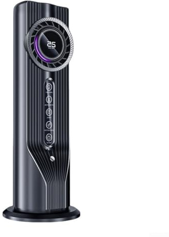 Zilimontt Mini ventilador de torre con luz de lectura LED Ventilador de refrigeración de aire oscilante de escritorio 6 ajustes de velocidad 100ML Tanque de agua Función de temporizador para oficina