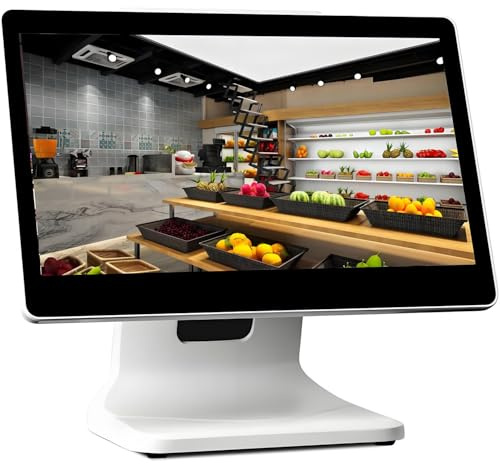 AiODiO Caisse enregistreuse Tactile pour Petites Entreprises, écran LCD Tactile de 15,6 Pouces, 1920 x 1080 Pixels, Angle réglable, pour Restaurant d'affaires