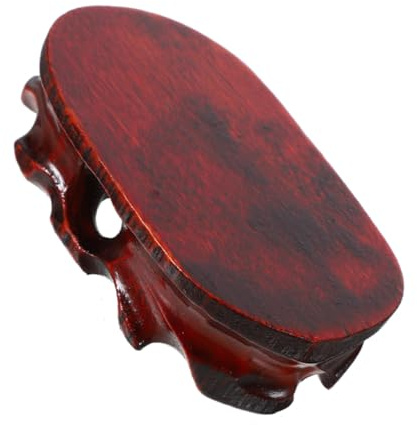 VILLCASE Natural Rosewood Oval Plant Stand with Artistic Root Carving Wooden Vase Riser Base for Indoor Outdoor Display Hardwood Pedestal for Jade Stone Ornaments and Flower Pots