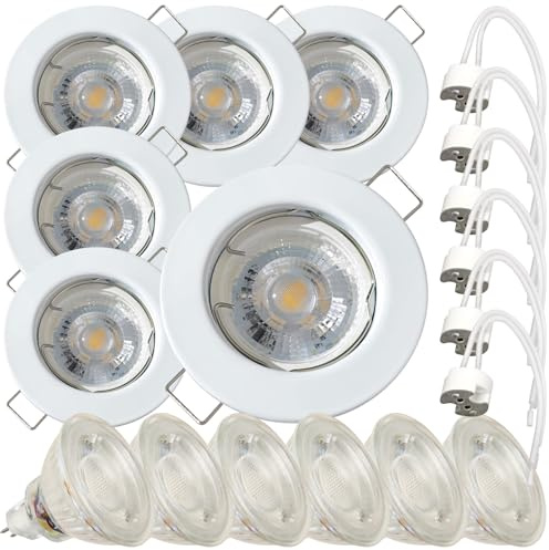 Lampen-Platz 6 Stück LED Einbaustrahler Lotta 12V 5W COB Neutralweiß 4000K | IP20 | Weiß | Kompakte Einbauleuchte | Deckenspot für Wohnbereich