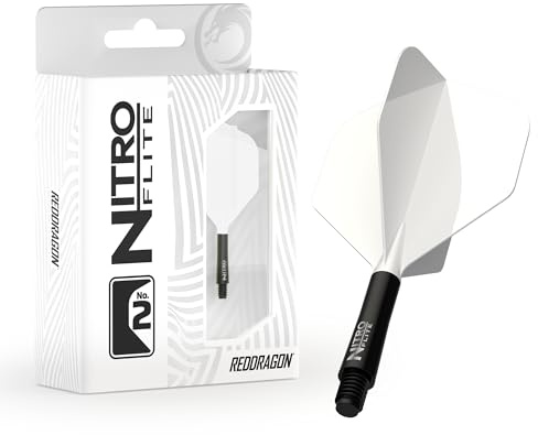 RED DRAGON Darts – Nitro Flite Système intégré de vol et d'arbre – No.2 Forme et design - Disponible en Court, intermédiaire et moyen - Variété de couleurs - Accessoires de fléchettes professionnelles