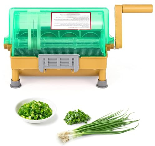 YIYIRAN Affettatrice Manuale per cipollotti Professionale, affettatrice a manovella con Lama in Acciaio Inossidabile, 3 mm, Taglio rapido in 30 Secondi, per cipollotti/cipolle Verdi/porri/coriandolo
