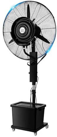 Industrieller Nebelventilator mit 45L Wassertank - Oszillierender Bodenventilator, 3 Geschwindigkeiten, einstellbare Höhe für die Kühlung im Innenbereich in Fabriken und Restaurants