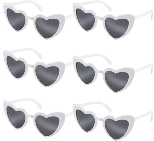 LuminaryLair Gafas de sol en forma de corazón, gafas de sol retro con forma de corazón, gafas de sol con forma de corazón, color blanco, de los años 90, hippie, para foto de carnaval