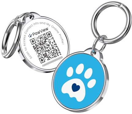 PawView Hundemarke mit QR Code, personalisierbare digitale Hundemarke, wasserdichter leichter Haustier ID Anhänger mit sicherem Clip-Ring, smartes Haustierprofil, für Hunde & Katzen