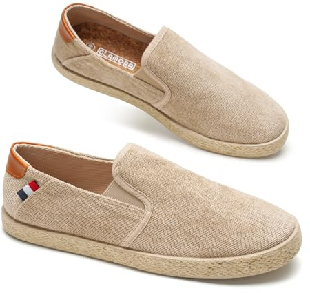GLAMORA Alpargatas Hombre Slip On Lona Canvas Zapato Plano Ligero Transpirable Sin Cordones Suela Goma Efecto Esparto Casual Verano Flexible Comodo