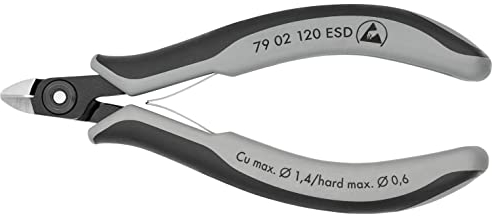 KNIPEX Präzisions-Elektronik-Seitenschneider ESDmit Mehrkomponenten-Hüllen 120 mm, 79 02 120 ESD