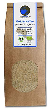 Café vert moulu biologique pour perte de poids/régime - 100% naturel Arabica Honduras Highland (café vert moulu et non torréfié 500g) - certifié GMP