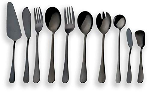 Berglander Set di posate da tavola in acciaio inossidabile, set di posate, server per torta, coltello da pesce, forchetta per pesce, cucchiaio da portata, forchetta da portata, cucchiaio da insalata