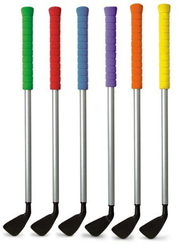 The Zone Golf Clubs - Set of 6 Putters or 7 Irons for Kids - 27 Lightweight Plastic with Foam Grip - Rainbow Colors (Green, Blue, Orange, Red, Purple, Yellow) - 7 Iron