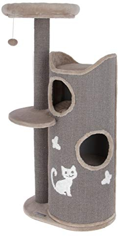 Kerbl Pet Kratzbaum Tiana, Katzenkratzbaum, grau, 73,5x45x130cm, für Mehrkatzenhaushalt, Sisalkratzfläche, waschbare Auflagen