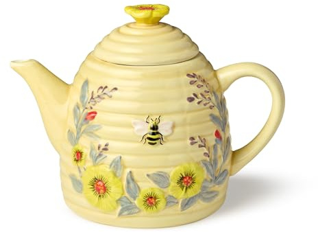 Bee Sweet 32 oz. 3-D Beehive Teapot Ceramic,Multi Colored