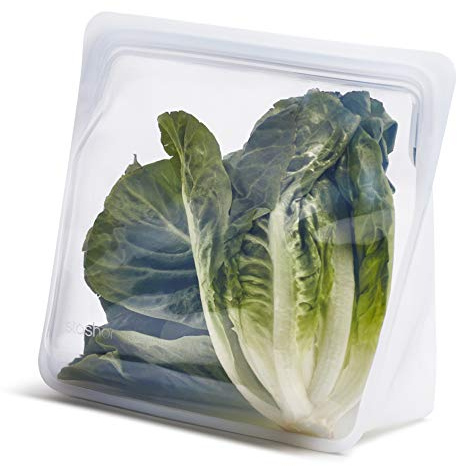 Stasher Silicone Reusable Storage Bag, Stand-Up Mega Bag, Reusable Freezer Bags, Microwave, Dishwasher, Oven Safe, Sous Vide, Premium Lunch Container, Eco Friendly, Food Storage Bags, 104 oz, Clear
