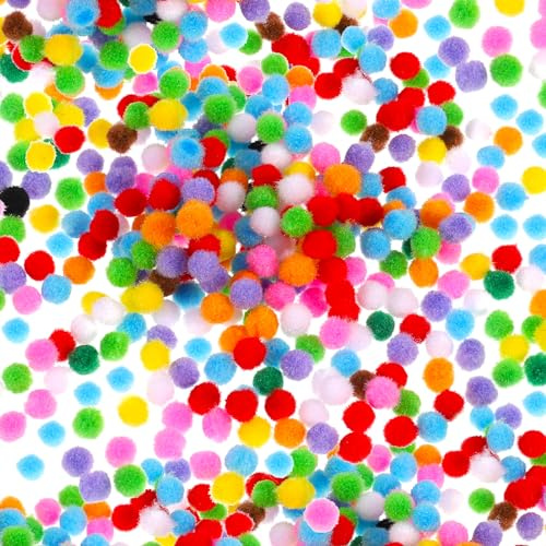 metagio 1000 Pcs 8 mm Mini Pompons Loisirs Creatifs Petit Pompons pour Loisirs Créatifs Multicolore Pompon Artisanale Moelleux pour Bricolage Fournitures Décorations Couture Guirlandes Franges