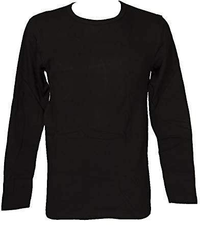 RAGNO T-Shirt Maglia Intima Uomo Cotone Invernale Interlock Biologico Manica Lunga Girocollo Articolo 604479 BIO Cotton, 020 Nero, L