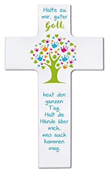 Fritz Cox Holz-Kinderkreuz Lebensbaum 'Halte zu mir' 15cm weiß