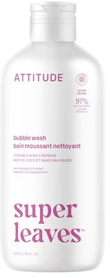 ATTITUDE Bubble Bath, EWG Verified, Plant and Mineral-Based, Dermatologically Tested, Vegan Body Care Products, Coconut & Wild Berries, 16 Fl Oz