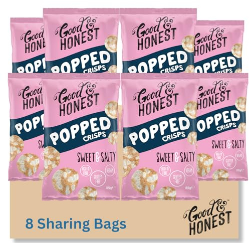 Good & Honest Popped Crisps Glutenfreie Kneipen-Snacks, Core Sweet & Salty Geschmack, 8 x 85 g
