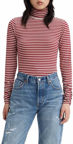 Levi's Rusched Turtleneck Top Donna, Dill Stripe Syrah, XS