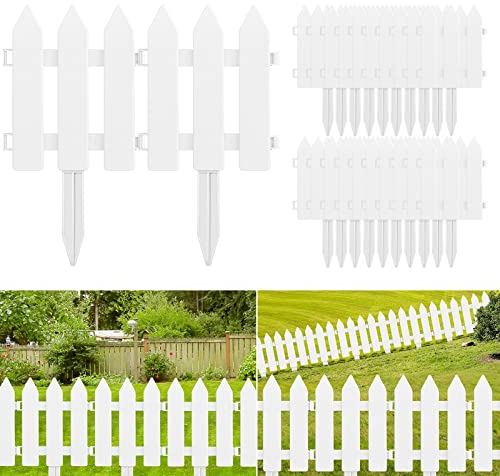 ELECLAND 22-Piece Plastic Fence Set - White Garden Picket Fence Edgings for Lawn, Flowerbeds, Plant Borders & Decorative Yard