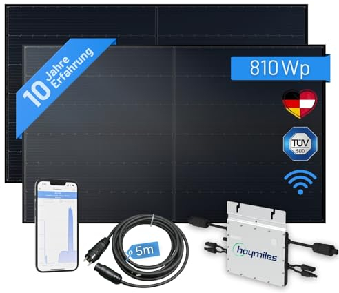 flex-energie Balkonkraftwerk Komplettset 910Wp I 2x455Wp Solarmodule, Envertech EVT800-B Wechselrichter & 5m Kabel I Bifaziale Solaranlage für 20% mehr Stromgewinnung I Energiegewinnung von Zuhause