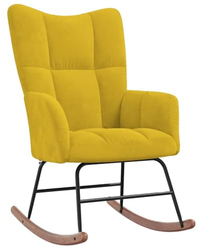vidaXL Schaukelstuhl Relaxstuhl Schaukelsessel Schwingsessel Ruhesessel Relaxsessel Schwingstuhl Polsterstuhl Polstersessel Sessel Senfgelb Samt