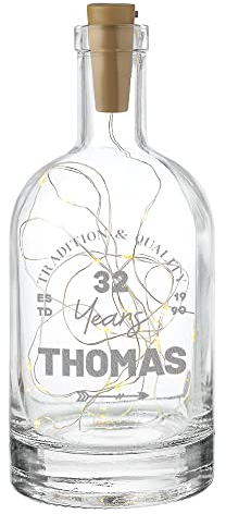 polar-effekt Bottiglia di vetro con catena luminosa a LED personalizzata con incisione – idea decorativa fai da te per la casa – regalo per compleanno, Natale, anniversario – bottiglia – motivo