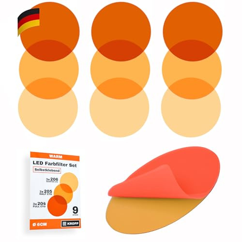 KROPP självhäftande färgfolier för LED-lampor, 3 toner varmvitt, färgkorrigering, dagsljus till glödljus, ⌀ 60 mm, 9 st