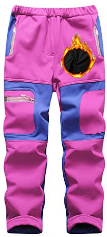 NCTCITY Bambino Pantaloni Trekking Ragazzi e Ragazze Invernali Impermeabile Antivento Traspiranti Pantaloni da Sci Neve Arrampicata Softshell Pantaloni Escursionismo Caldo Sport All'aperto