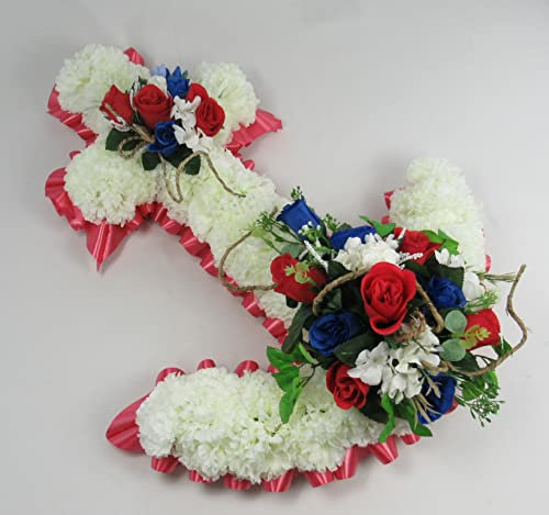 Just Because Flowers Customisable Artificial Silk Flower Anchor Wreath for Funeral or Grave