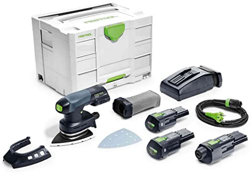 Festool Akku-Deltaschleifer DTSC 400 3,0 I-Set (mit Akkupacks BP 18 Li 3,0, Schnellladegerät, Netzadapte (inkl. plug it-Netzkabel), Schleifschuh, Protector, Longlife-Staubfangbeutel), im Systainer